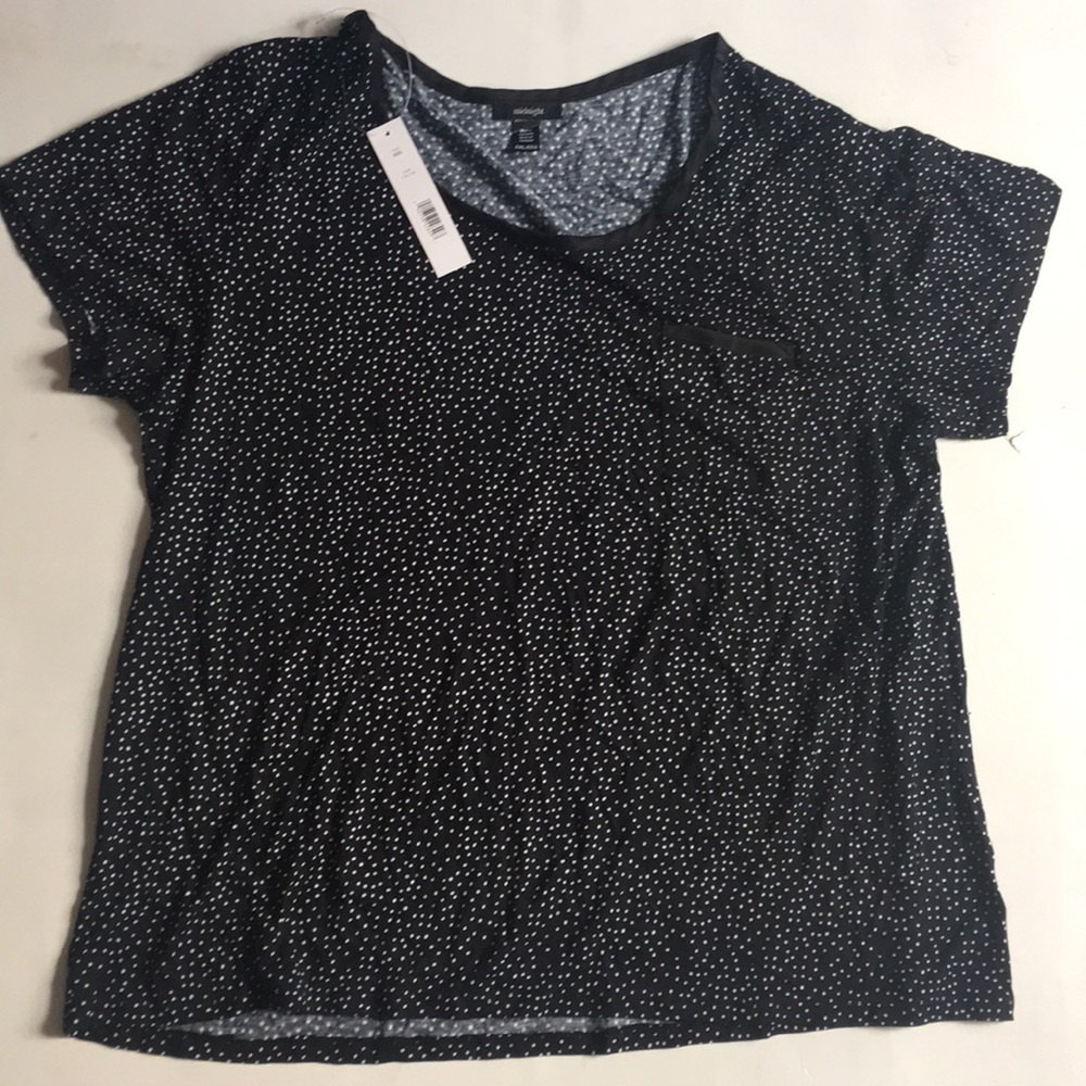 Midnight  Short Sleeve Polka Dot Black Blouse Shirt Ladies Size XXL